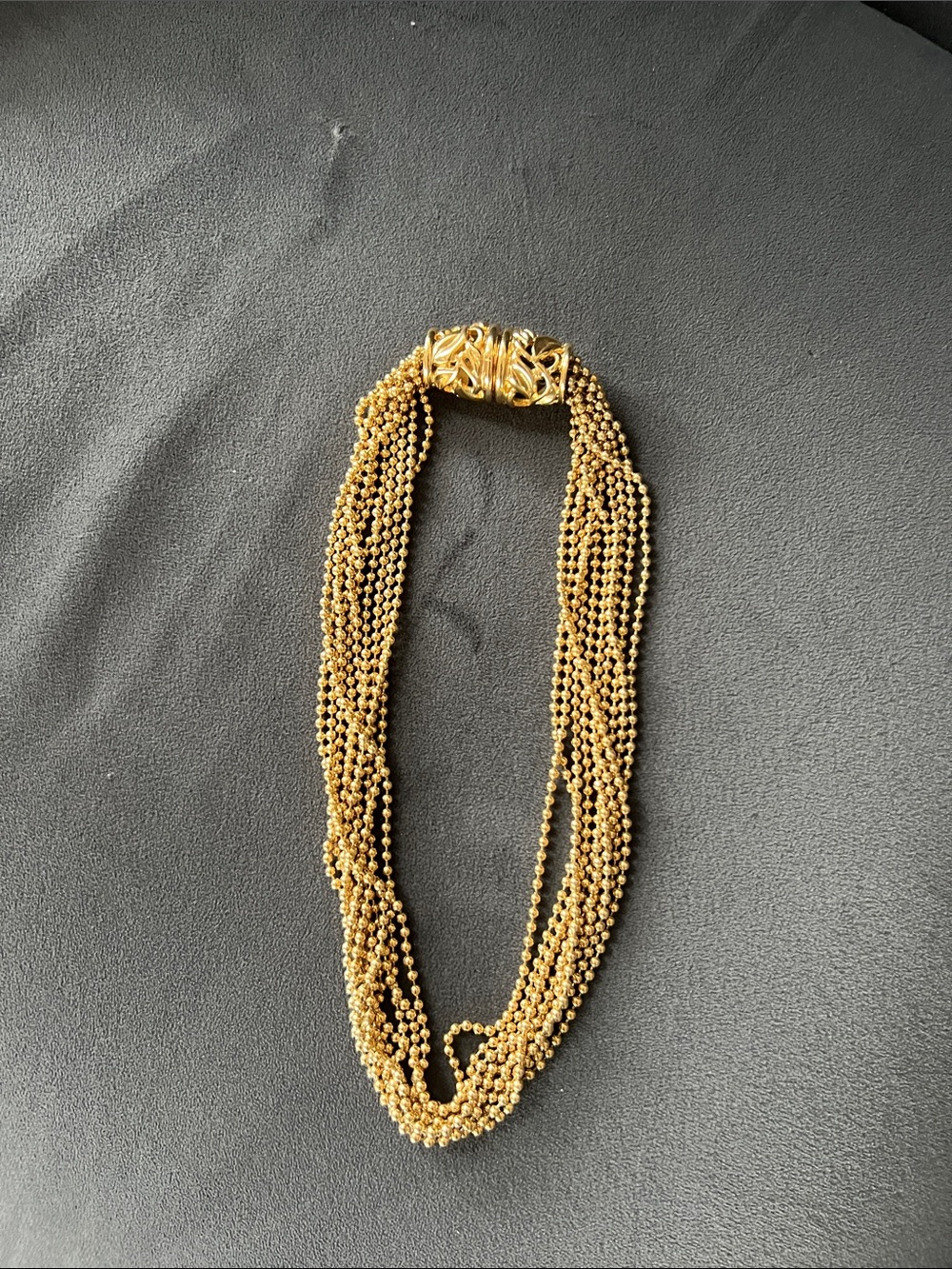 Gold Multi-Strand Bead Necklace by